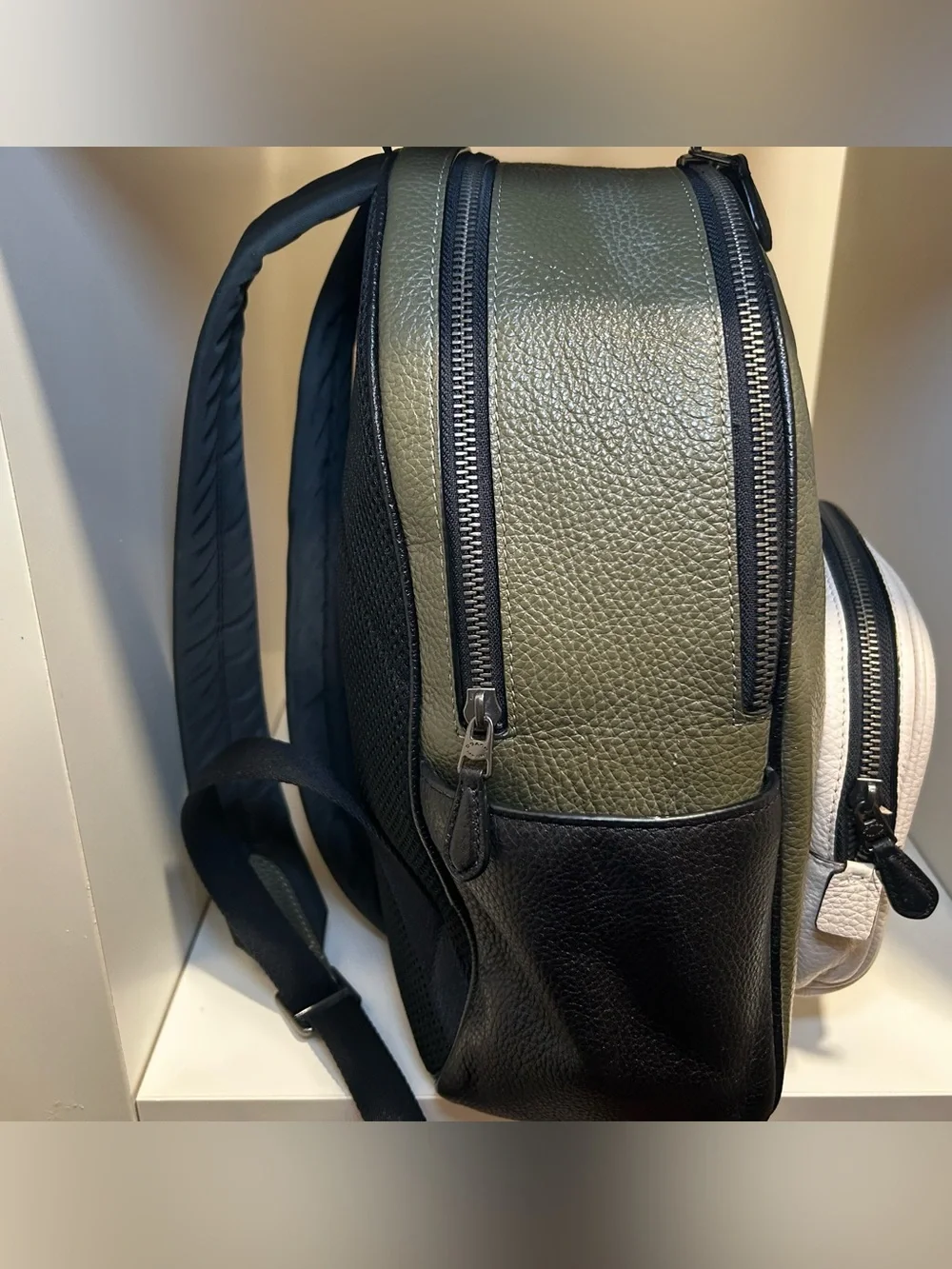 Coach Court Color Block Pebbled Leather Backpack